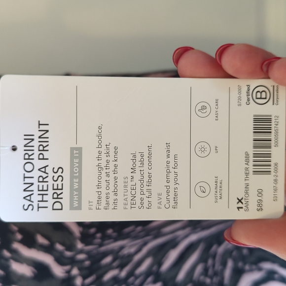 NWT Women's Athleta Santorini Thera Print Dress. Green, blush, & black. Sz 1x - Picture 6 of 7